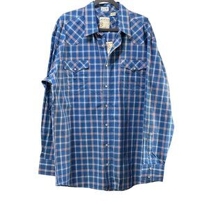 Roper NEW WITH TAGS men's sz XL pearl snap blue plaid long sleeve shirt